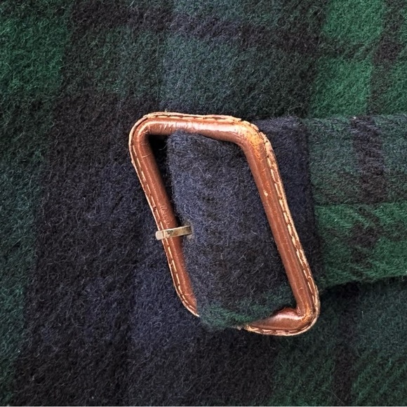 Polo Ralph Lauren 90s Green and Black Plaid Wool Balmacaan Coat - Picture 8 of 10